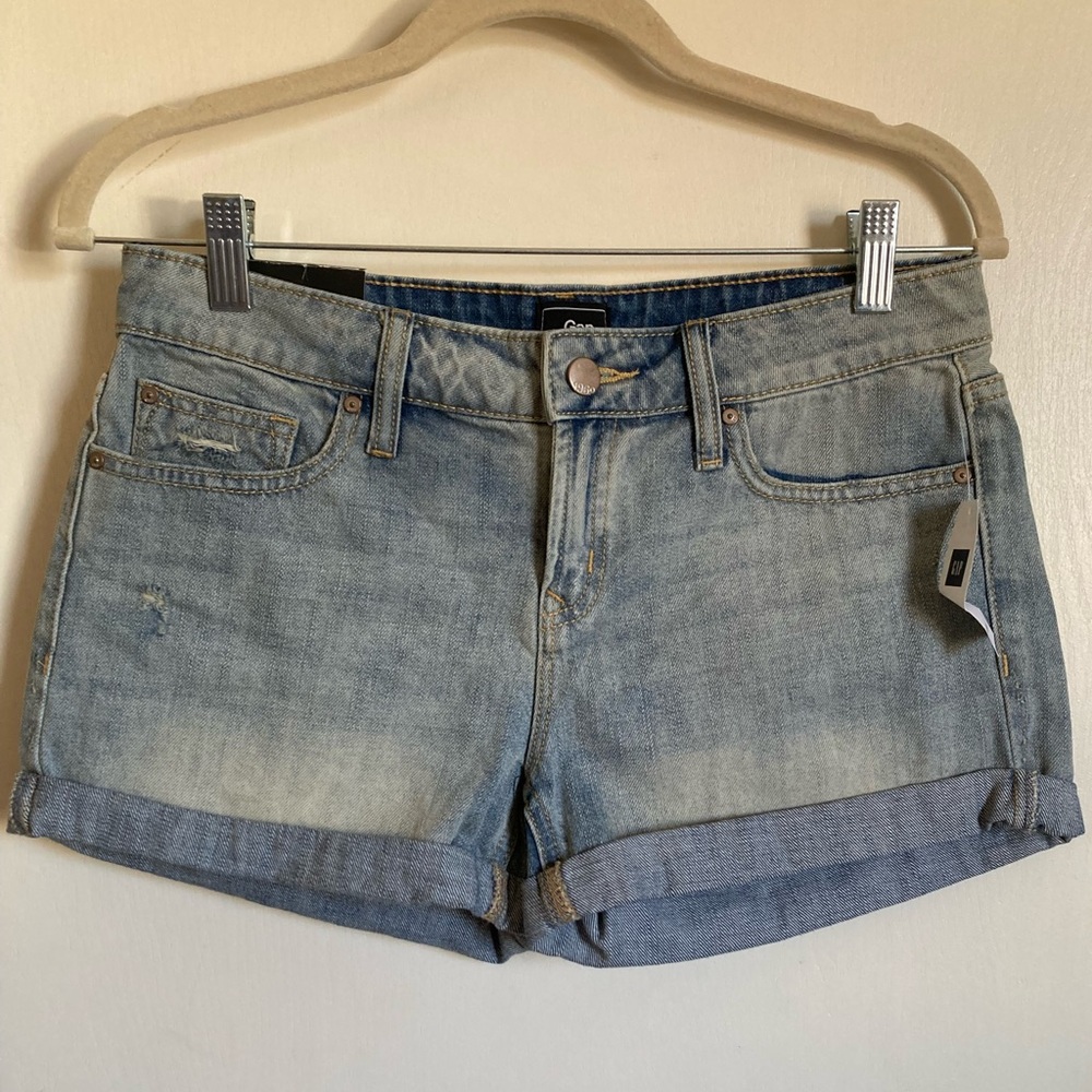 *Gap New Light Wash Distressed Mid Rise Cuffed Size 2 Denim Shorts #Pk